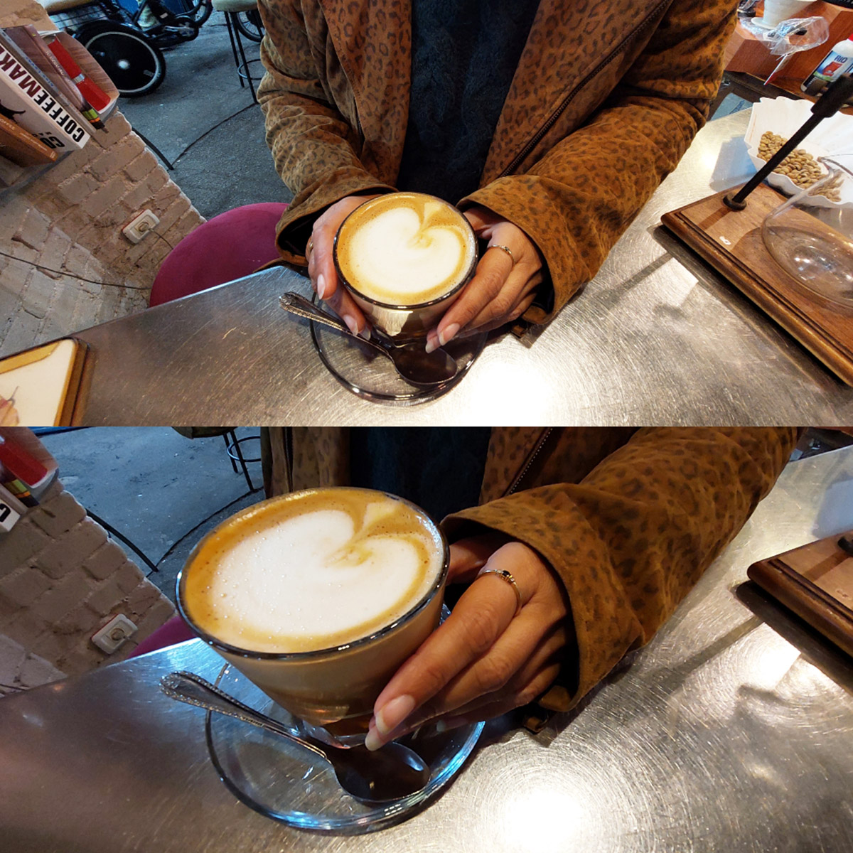 קפה הפוך קטן בשוק הכרמל. צילום: איתי שקד