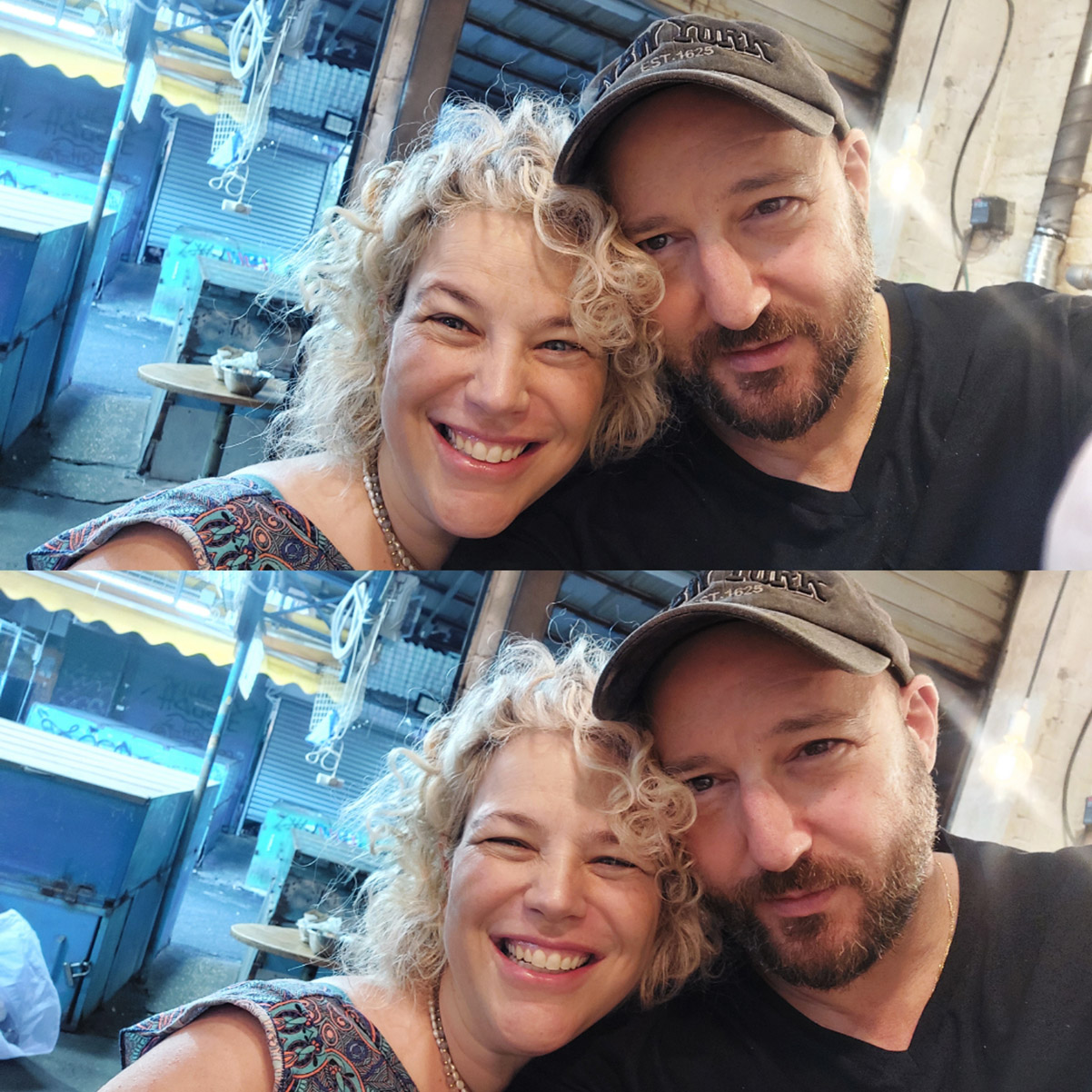 רקפת בר-סלע ואיתי שקד בשוק הכרמל. צילום: איתי שקד