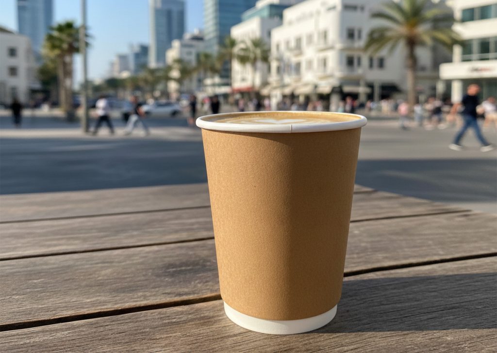 כוס קפה חד פעמית בתל אביב. אילוסטרציה