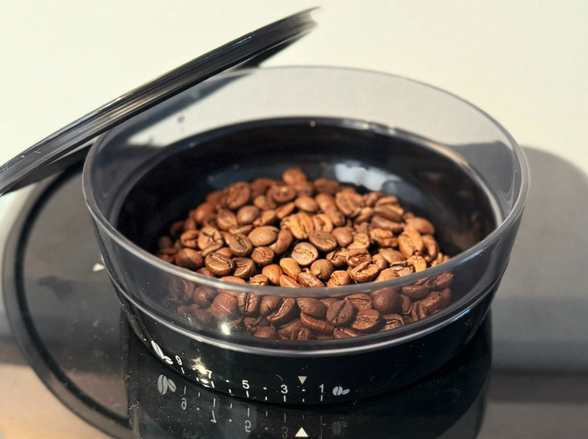 ההופר של Dr. Coffee H1 מכיל עד 200 גרם פולים. צילום: אנירן ארליך