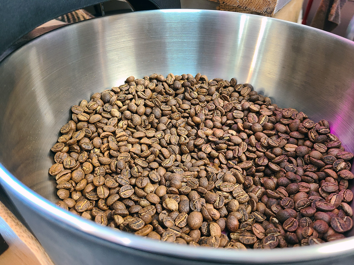 פולי קפה טריים קלויים בדירה של אבן גואל בפלורנטין. צילום: מגזין שותים