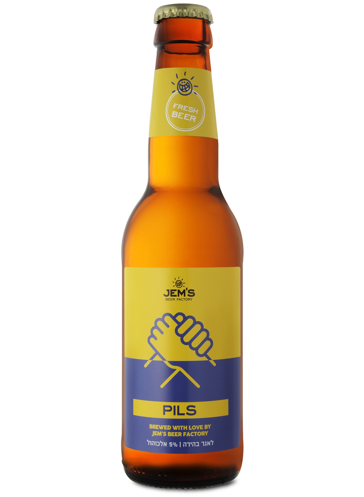 בקבוק בלאגר צ'כי JEM'S Pils בתמיכה לפליטים מאוקראינה. צילום: איל קרן