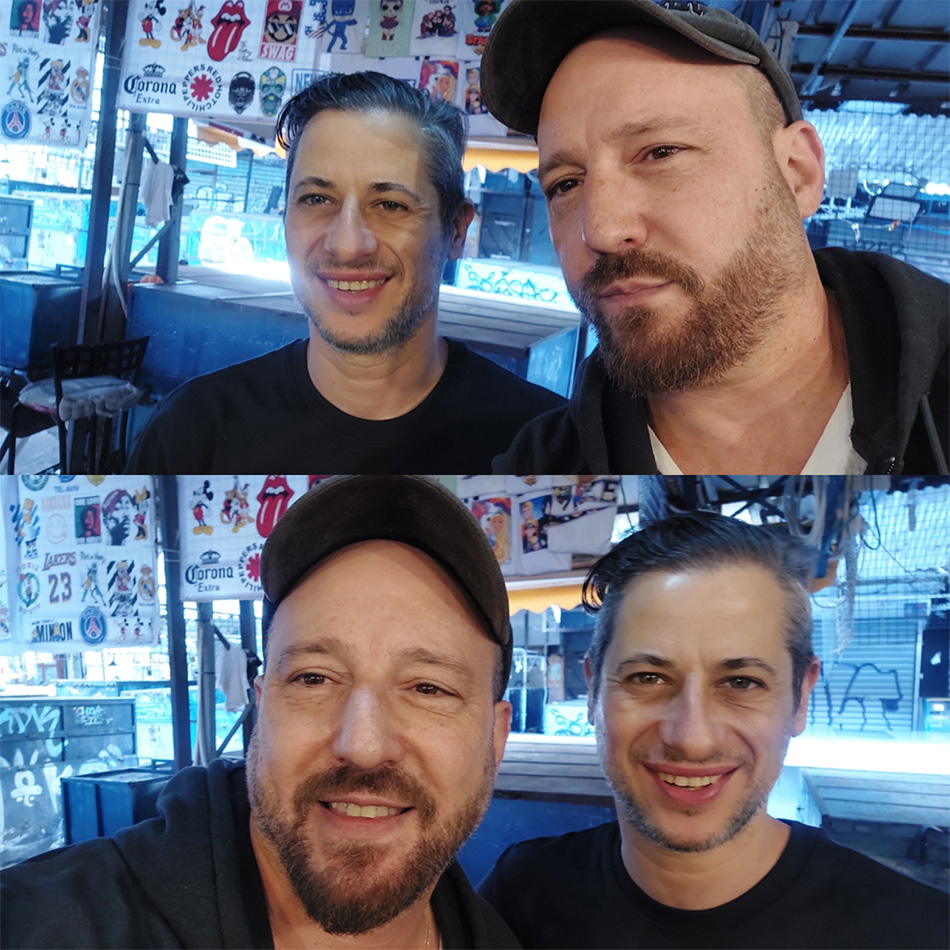 יונתן פרל ואיתי שקד בקפה בשוק הכרמל. צילום: איתי שקד