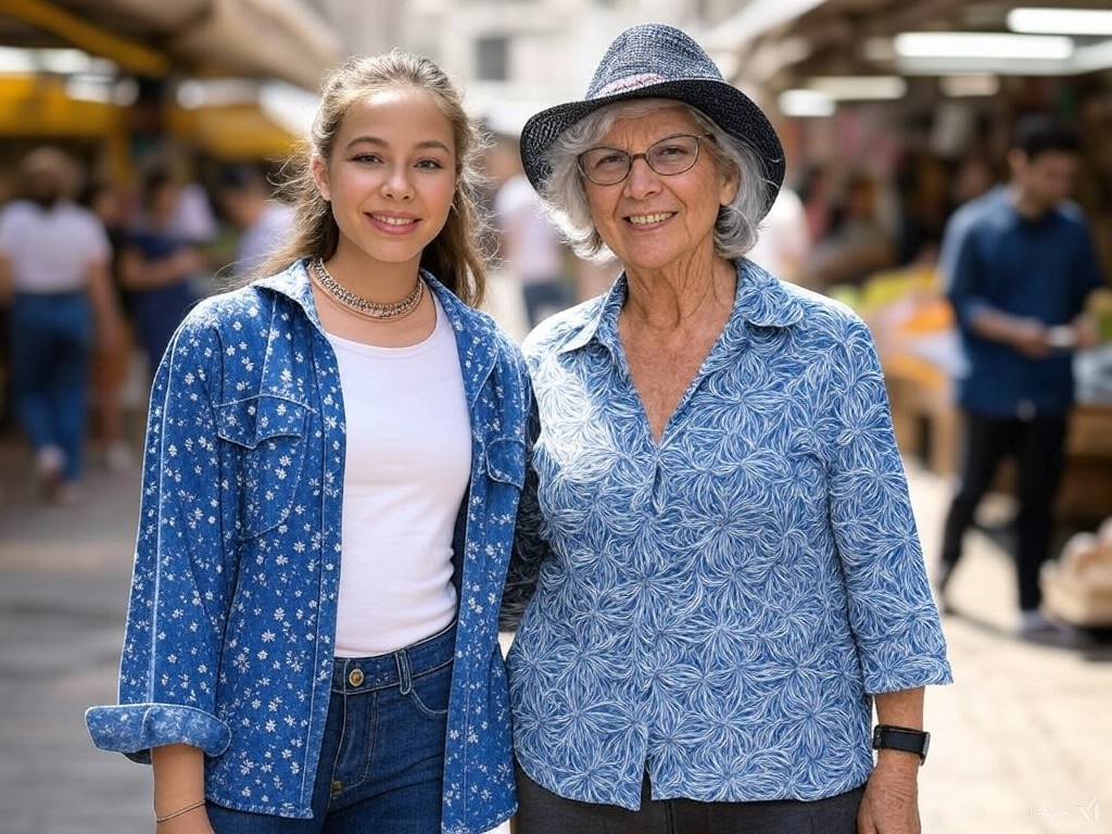 אלה, הבת של בת הדודה, וסבתא שלה מהצד השני. אילוסטרציה