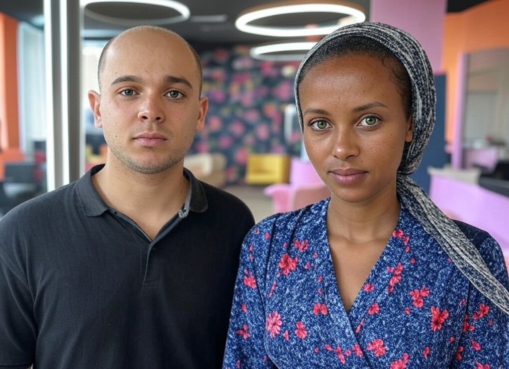 דולב ועידן מחנות האקססוריז-סלאש-מספרת-ראסטות בשוק. אילוסטרציה