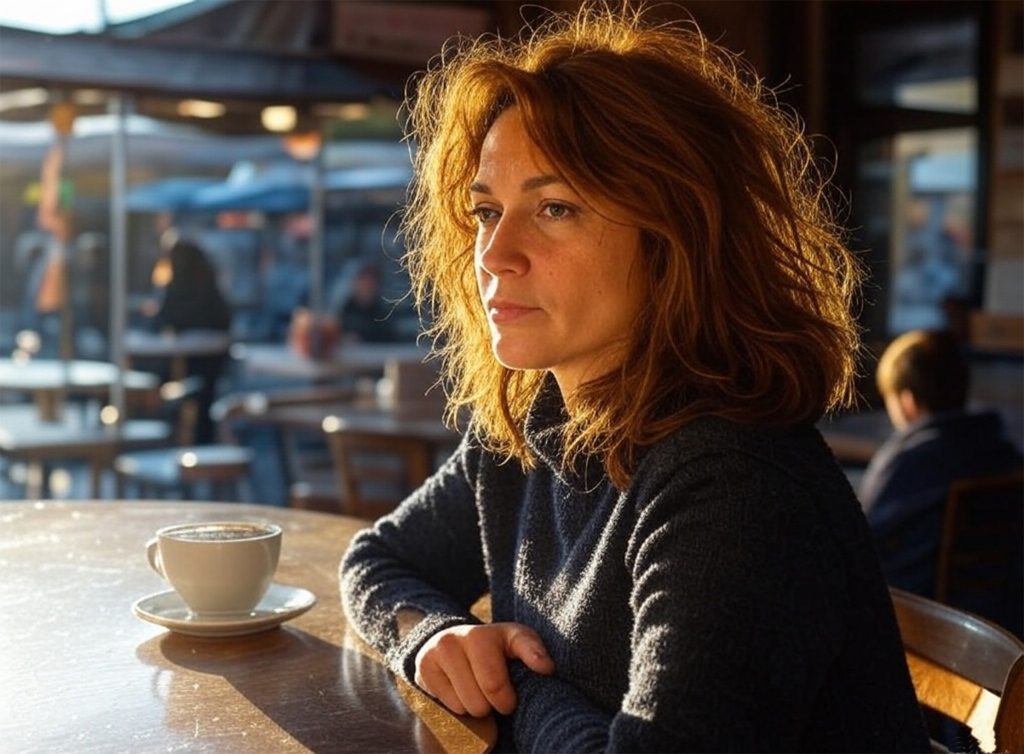 מירב מימון בחנות הקפה הקטנה בשוק הכרמל. אילוסטרציה