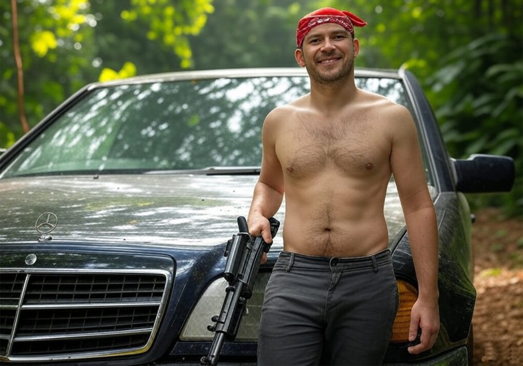 במרצדס עם עוזי. אילוסטרציה