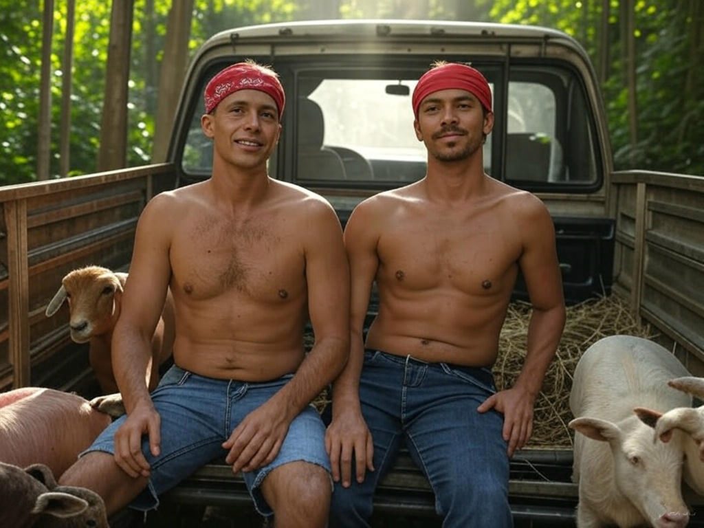 אבי יהושע ויוסי בובליל בארגז של משאית בקולומביה. אילוסטרציה