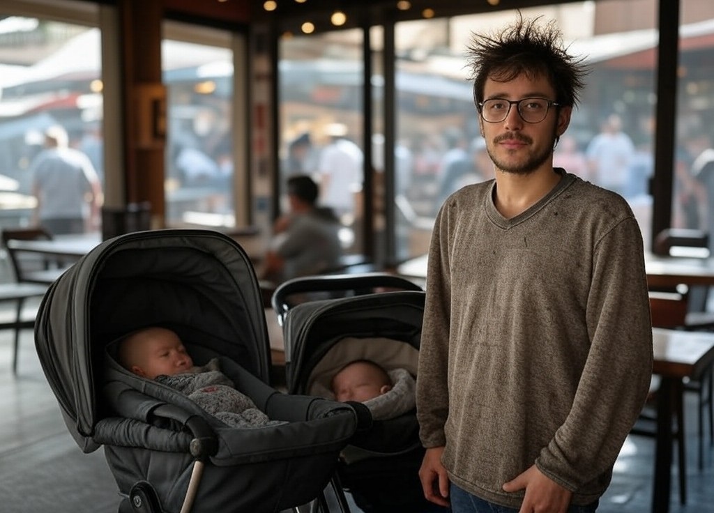 עומר הלקוח בחנות הקפה בשוק. עיבוד AI: איתי שקד