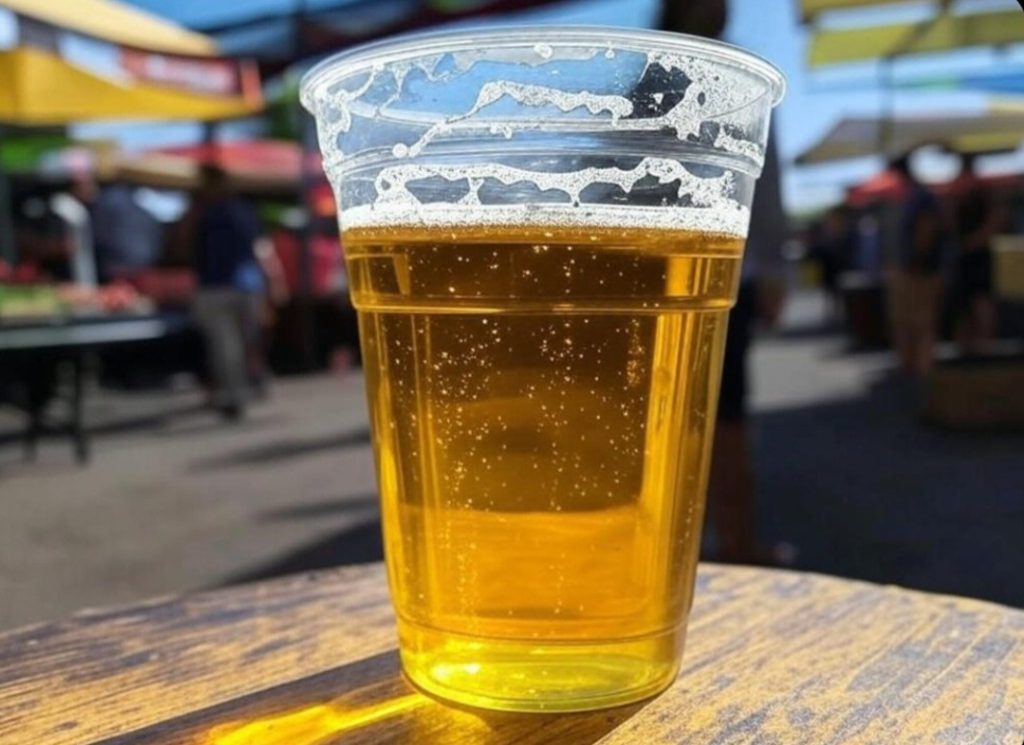 כוס בירה ביום קיץ תל אביבי חם ויבש בשוק הכרמל. עיבוד AI: איתי שקד