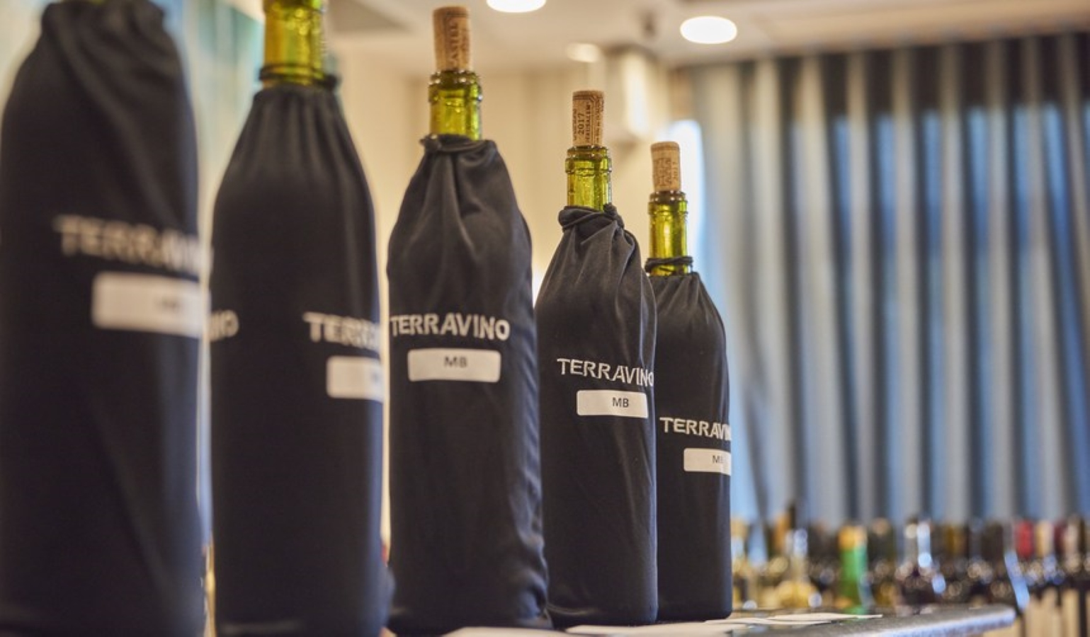 בקבוקי יין בתחרות terravino. צילום: איש הענבים