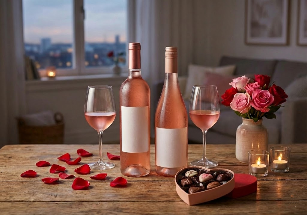 יין רוזה רומנטי לחגיגות ולנטיינס דיי