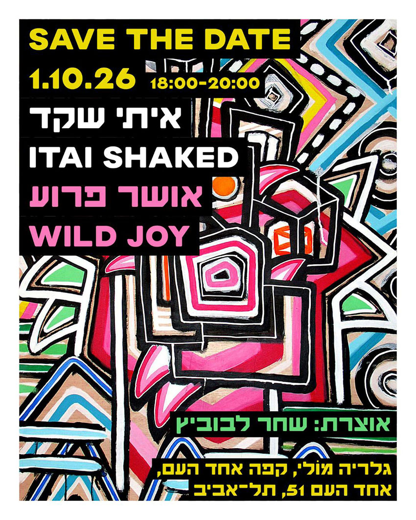 פוסטר תערוכת "אושר פרוע" של איתי שקד